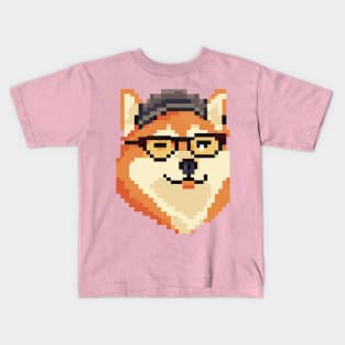 Shiba Inu Pixel Art Dog Lover Retro Kids T-Shirt